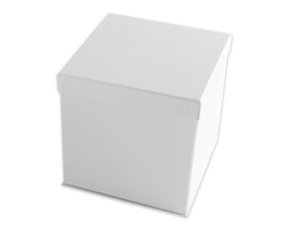 Geschenkbox mit Deckel, weiss, Recyclingkarton, 18x18x18 Papiertaschen & Boxen