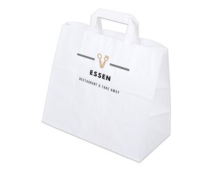 Sac en papier imprimable avec poignée plate, blanc, 32x17x29 cm, myelco.ch Sacs en papier im­primables, Sacs en papier et  boîtes, Personnaliser et im­primer