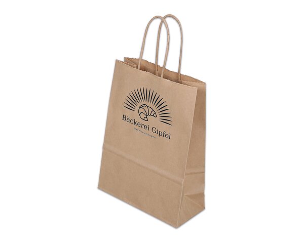 Sac en papier imprimable avec cordelette torsadée, brun, 18x8x24 cm, myelco.ch Sacs en papier im­primables, Sacs en papier et  boîtes, Personnaliser et im­primer