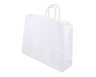 Papiertasche mit Kordel, weiss Querformat, 40x12x31  Papiertaschen & Boxen