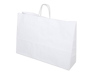 Papiertasche mit Kordel, weiss Querformat, 55x15x39  Papiertaschen & Boxen