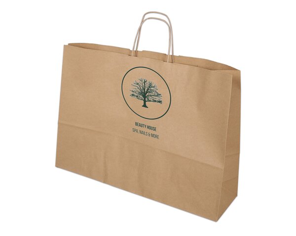 Sac en papier imprimable avec cordelette torsadée, brun, 55x15x39 cm, myelco.ch Sacs en papier im­primables, Sacs en papier et  boîtes, Personnaliser et im­primer