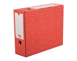 Box archive cube, fermeture par pattes rentrantes, rouge / blanc,  g, FSC Boîtes archive, Classer et archiver