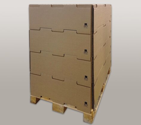 Imagebild mit den Karton-Palettenrahmen in Aktion