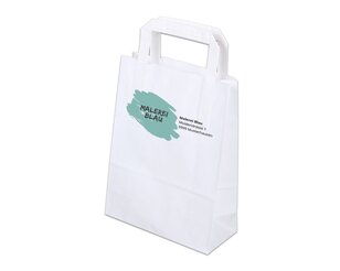 Sac en papier imprimable avec poignée plate, blanc, 18x8x24 cm, myelco.ch Sacs en papier im­primables, Sacs en papier et  boîtes, Personnaliser et im­primer