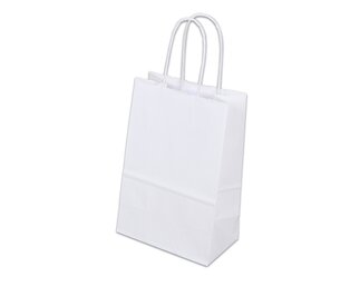Papiertasche mit Kordel, weiss Hochformat, 14x8.5x21  Papiertaschen & Boxen