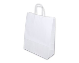 Papiertasche mit Kordel, weiss Hochformat, 32x13x41  Papiertaschen & Boxen