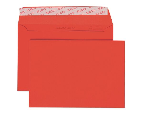 Couvert Color C6 intensivrot ohne Fenster, haftklebend  Farbige Couverts, Couverts, Couverts ohne Fenster, Elco Couvert-Marken, Color